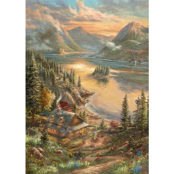Schmidt Spiele Thomas Kinkade Studios: Pracht am Seeufer, 500 Teile Puzzle Letzter Tag