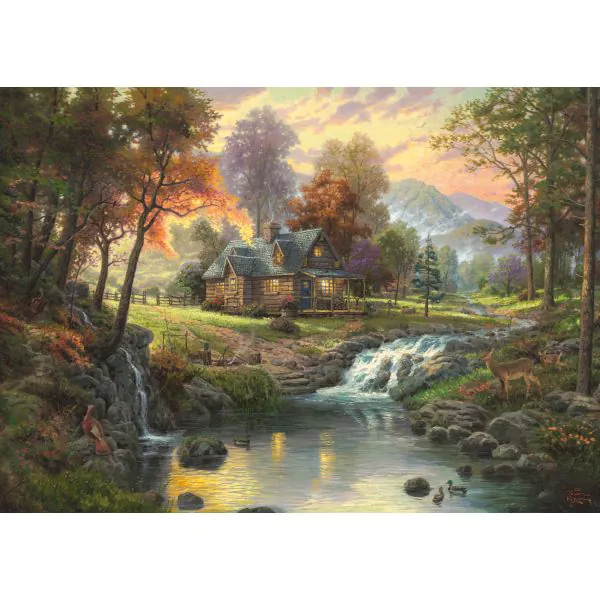 Schmidt Spiele Thomas Kinkade: Painter of Light - Holzhaus am Bach, 1.000 Teile Puzzle Speichern exportieren