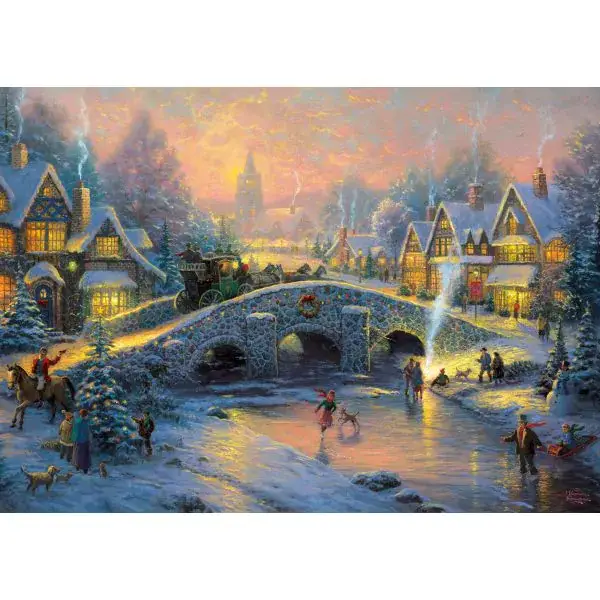 Schmidt Spiele Thomas Kinkade: Painter of Light - Winterliches Dorf, 1.000 Teile Puzzle Black Friday Preise