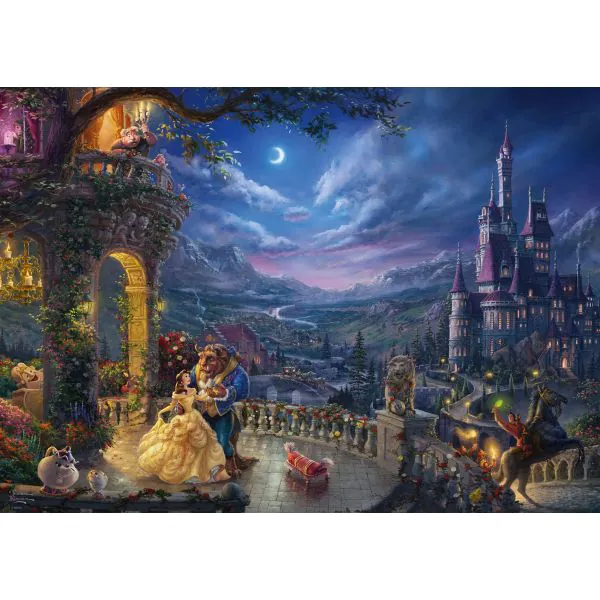 Schmidt Spiele Thomas Kinkade: Painter of Light - Disney, Die Schöne und das Biest - Tanz im Mondlicht, 1.000 Teile Puzzle Günstiger Verkauf