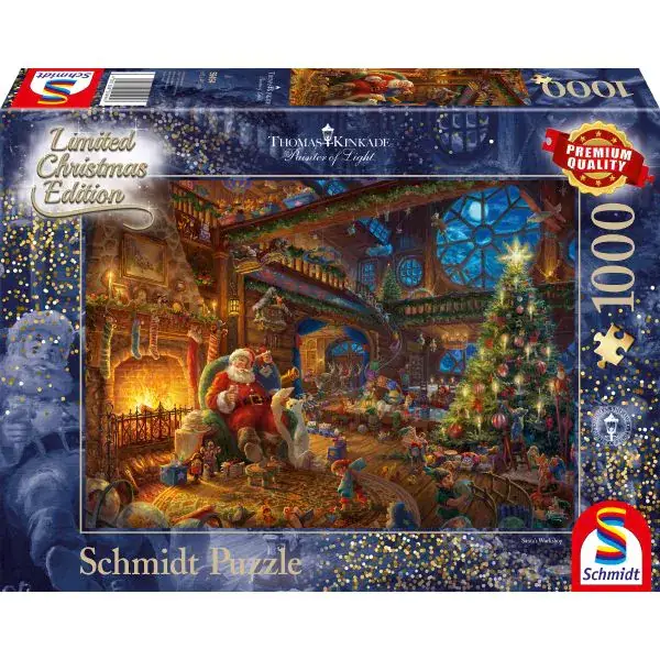Schmidt Spiele Thomas Kinkade Studios: Painter of Light - Der Weihnachtsmann und seine Wichtel - Limited Edition, 1.000 Teile Puzzle Kostenloser Versand