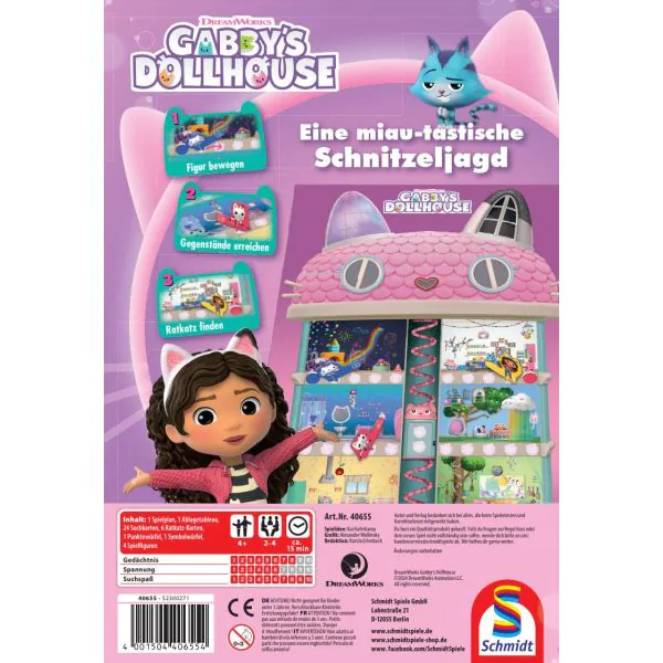 Schmidt Spiele Gabby's Dollhouse: Eine miau-tastische Schnitzeljagd, Kinderspiel Zeitbegrenzte Promotion
