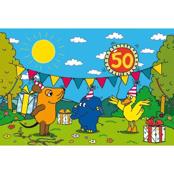 Schmidt Spiele Die Maus: Alles Liebe zum Geburtstag, 50. Geburtstag Elefant, 60 Teile Kinderpuzzle Im Verkauf