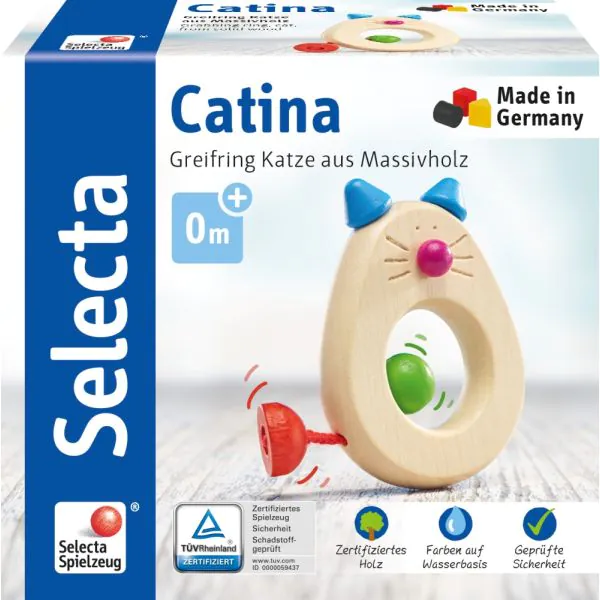 Schmidt Spiele Catina, Katzen, Greifling aus Holz, 8,5 cm Fabrikpreis