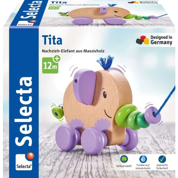 Schmidt Spiele Tita, Nachziehspielzeug aus Holz, 14 cm Versandkostenfrei