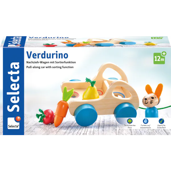 Schmidt Spiele Verdurino, Obst und Gemüsewagen, Nachzieh- und Sortierspielzeug Begrenztes Angebot