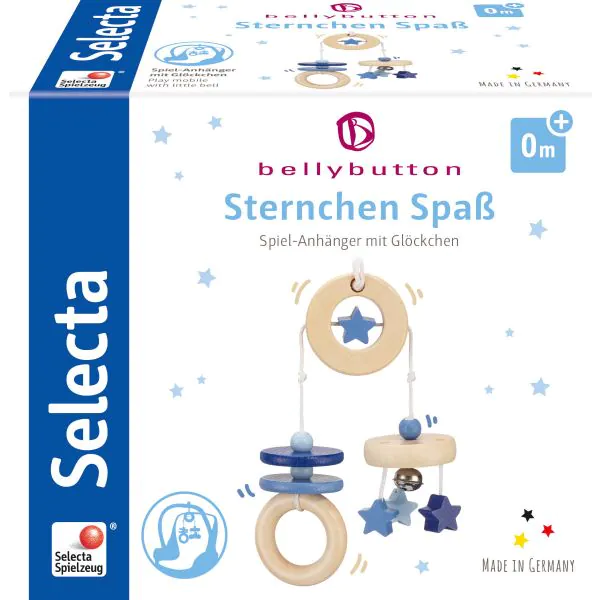 Schmidt Spiele bellybutton: Sternchen Spaß, Minitrapez, Mobile aus Holz, Blau, 15,5 cm Kostenlose Rückgabe