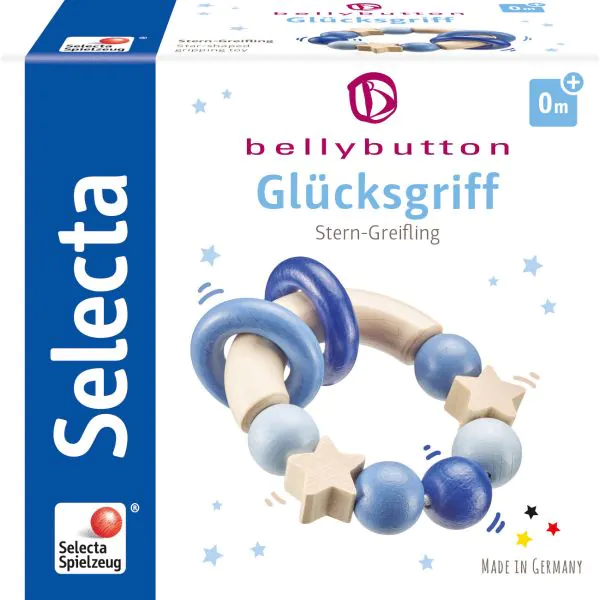 Schmidt Spiele bellybutton: Glücksgriff blau, Greifling aus Holz, 7,5 cm Letzte 2 Tage