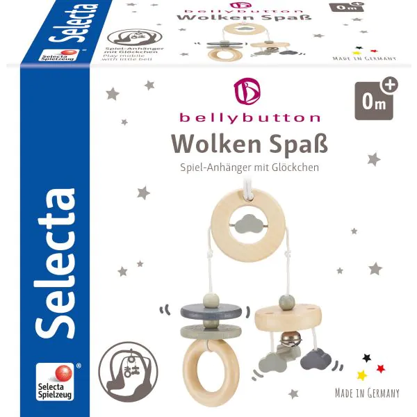 Schmidt Spiele bellybutton: Wolken Spaß, Minitrapez, Mobile aus Holz, Grau, 15,5 cm Bis zu 65% Rabatt