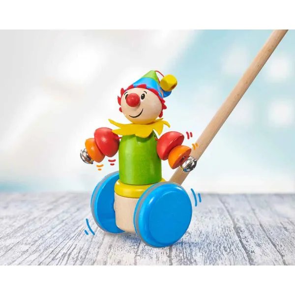 Schmidt Spiele Clown Smillo Schiebefigur, Schiebe-und Nachziehspielzeug aus Holz, 17 cm 50% Rabatt für begrenzte Zeit