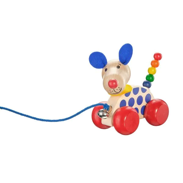 Schmidt Spiele Nico-Nachzieh-Hund, Schiebe-und Nachziehspielzeug aus Holz, 12 cm Verkauf