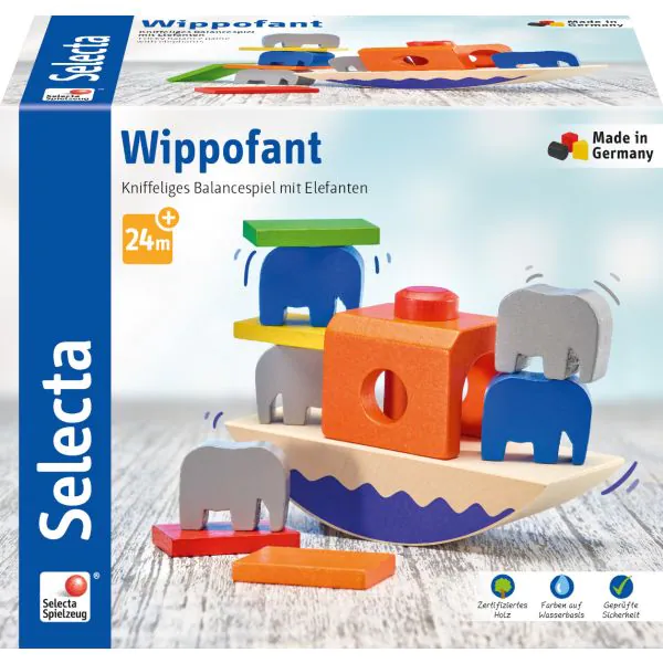 Schmidt Spiele Wippofant, Stapelspielzeug aus Holz, 15,5 cm Versandkostenfrei