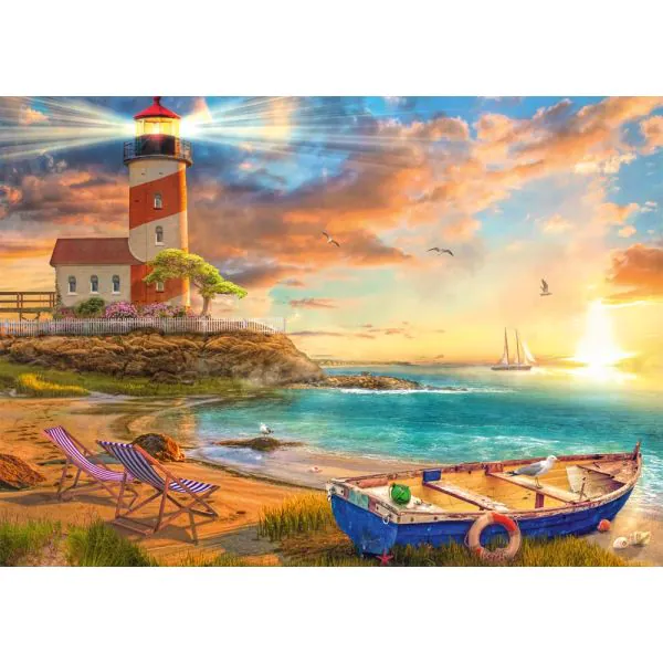 Schmidt Spiele Sonnenuntergang in der Leuchtturm-Bucht, 1.000 Teile Puzzle Valentinstagsangebot