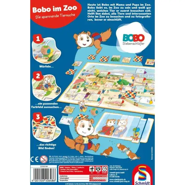 Schmidt Spiele Bobo Siebenschläfer: Bobo im Zoo – Die spannende Tiersuche, Kinderspiel Jubiläumsangebot