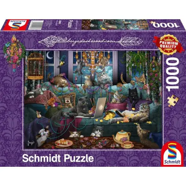 Schmidt Spiele Brigid Ashwood: Katzen in Quarantäne, 1.000 Teile Puzzle Letzter Tag