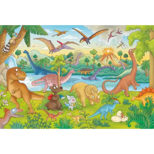 Schmidt Spiele Mauseschlau & Bärenstark: Reise in die Urzeit, 60 Teile Kinderpuzzle mit Add-on (Wissensbüchlein) Limitierter Zeitrabatt