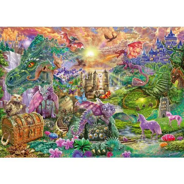 Schmidt Spiele Verzaubertes Drachenland, 1.000 Teile Puzzle Begrenztes Angebot