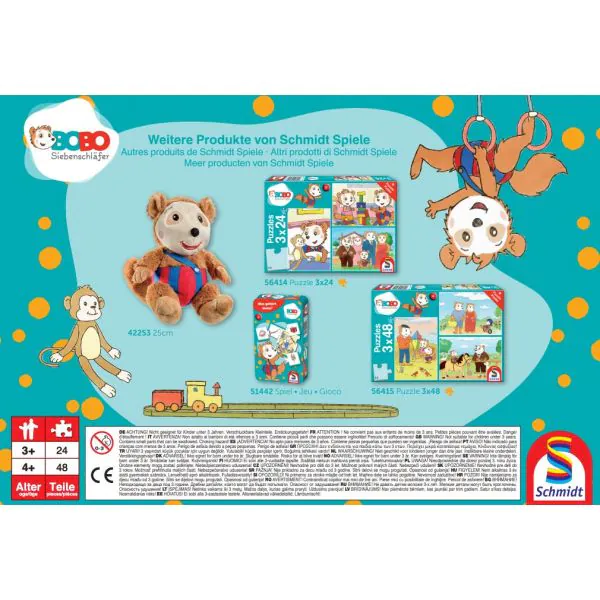 Schmidt Spiele Bobo Siebenschläfer: Freunde und Familie, 3x24 Teile Kinderpuzzle Muttertagsangebot
