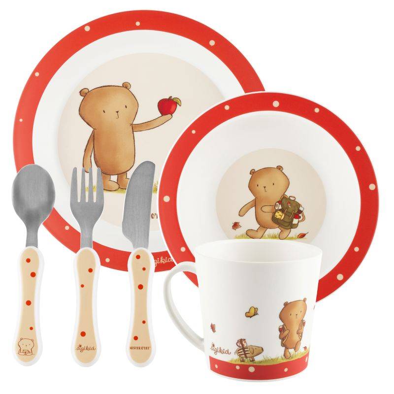 Sigikid Kinder Geschirr-Set Mister O'Lui Biberbär, rPET zollfrei