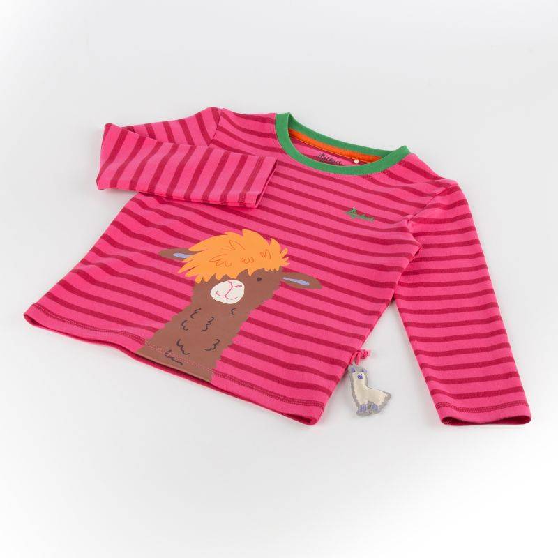 Sigikid Kinder Langarmshirt Crazy Lama, pink gestreift Fabrikpreis