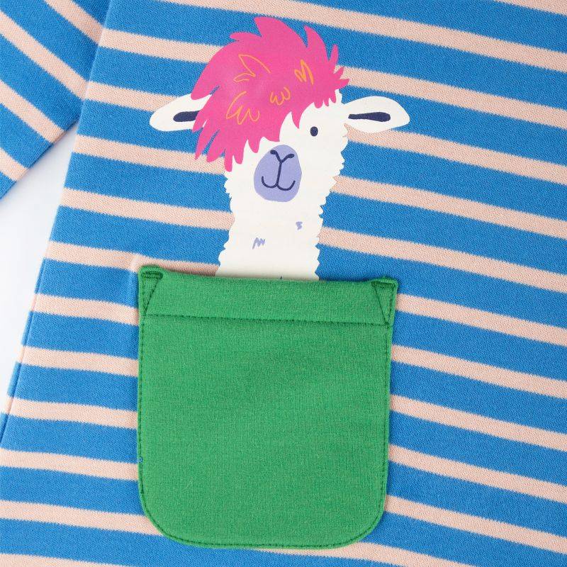 Sigikid Kinder Kleid Crazy Lama, blau gestreift Rabatt