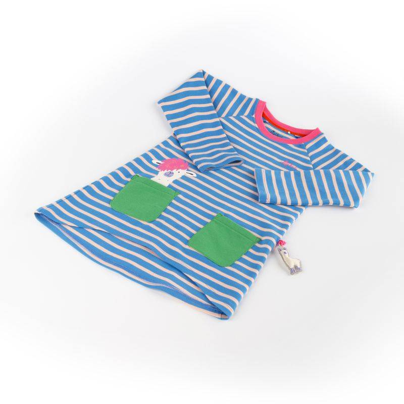Sigikid Kinder Kleid Crazy Lama, blau gestreift Rabatt