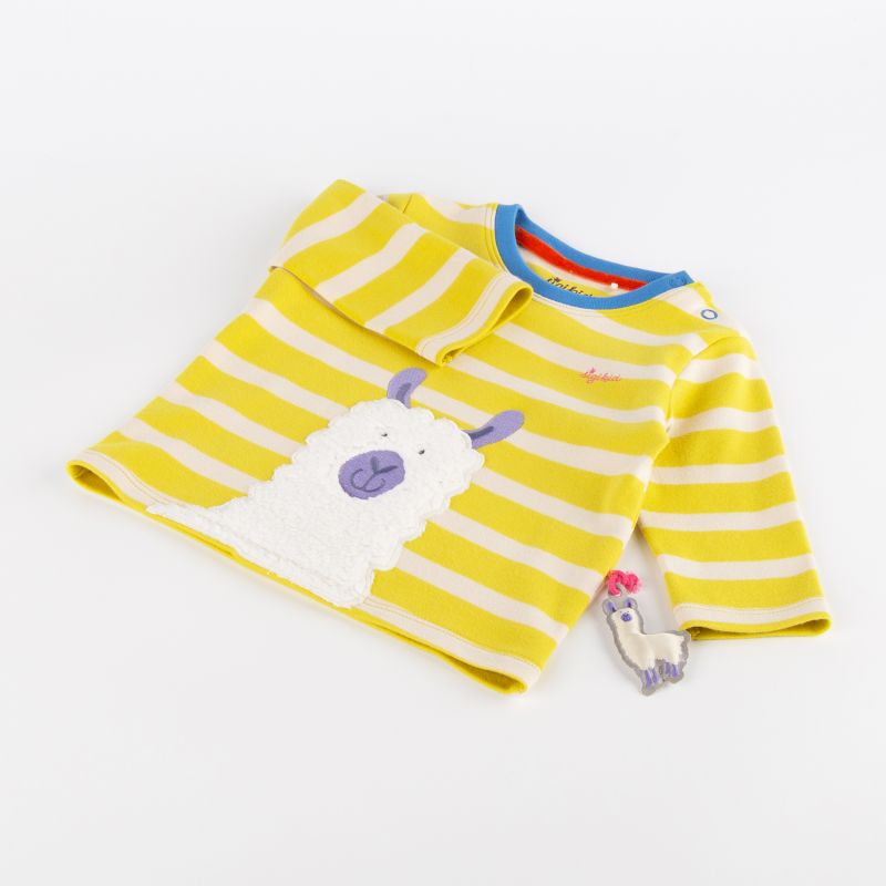 Sigikid Baby Langarmshirt Crazy Lama, gelb gestreift Großer Ausverkauf