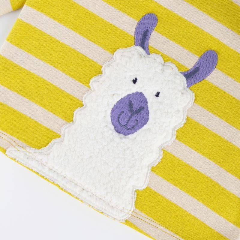 Sigikid Baby Langarmshirt Crazy Lama, gelb gestreift Großer Ausverkauf