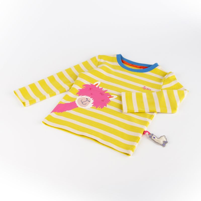 Sigikid Kinder Langarmshirt Crazy Lama, gelb gestreift Online Shopping