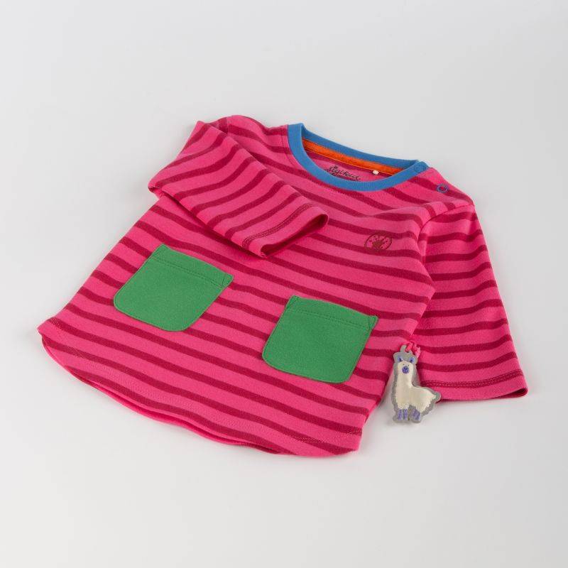 Sigikid Baby Longshirt Crazy Lama, pink gestreift Saisonschlussverkauf