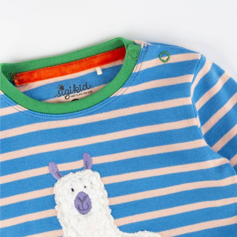 Sigikid Baby Langarmshirt Crazy Lama, blau gestreift Vatertagsangebot