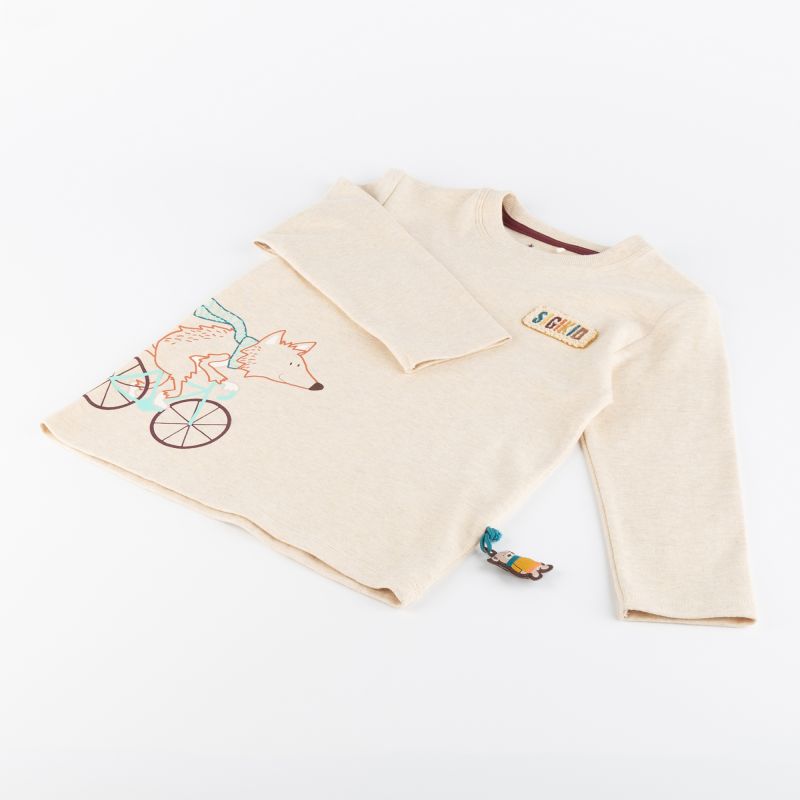 Sigikid Kinder Langarmshirt Fuchs, beige meliert Online Outlet
