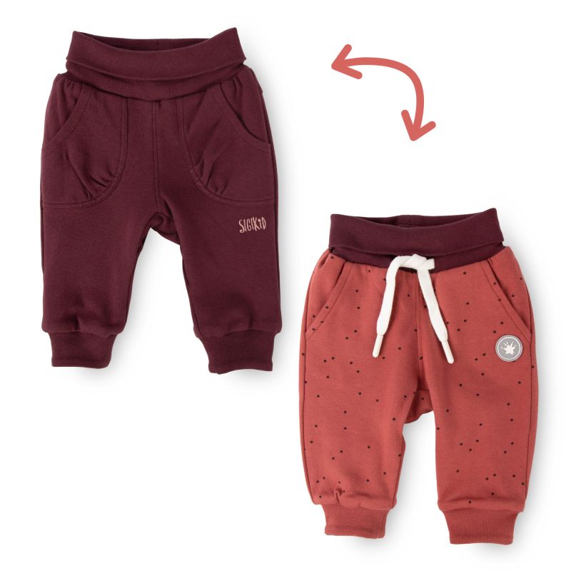 Sigikid Baby Wendehose rotbraun mit Pünktchen oder dunkelrot Sonderangebot der Fabrik