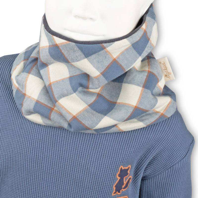 Sigikid Kinder Fleece Loopschal, grau oder blau-weiß kariert Begrenzt auf 3 Tage