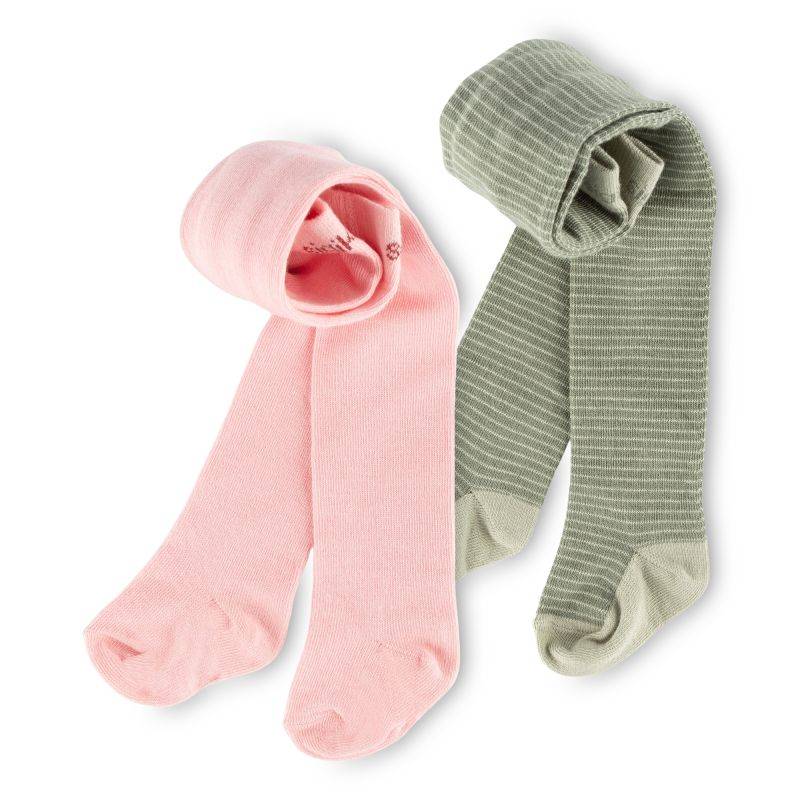 Sigikid 2er-Pack Kinder Strumpfhosen, rosa und grün