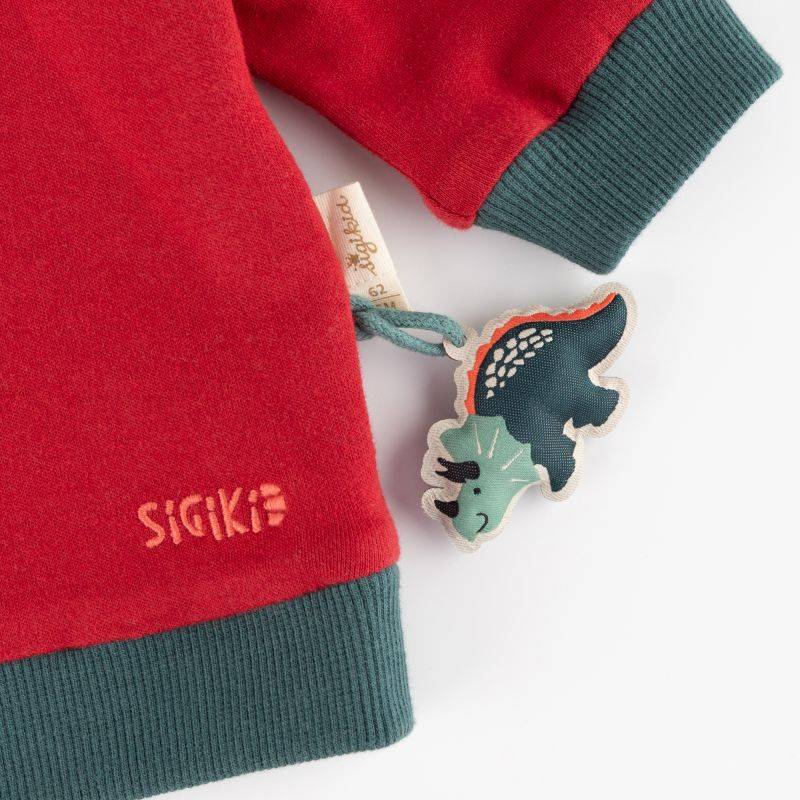 Sigikid Baby Wendeshirt Dino, rot oder grün-weiß gestreift Letzter Tag
