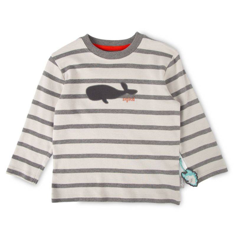 Sigikid Kinder Langarmshirt mit Wal Motiv, grau geringelt Discount Store für neue Produkte
