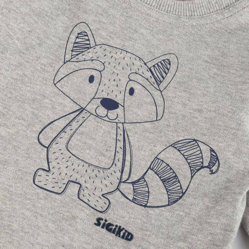 Sigikid Baby Langarmshirt mit Waschbären Motiv, grau Begrenzt auf 3 Tage