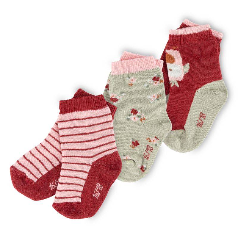 Sigikid 3er-Pack Kinder Socken, rosa und dunkelrot Speichern exportieren