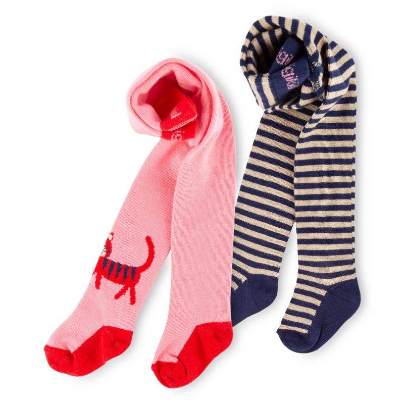 Sigikid 2er-Set Baby Strumpfhosen, rosa oder blau-weiß geringelt Im Verkauf