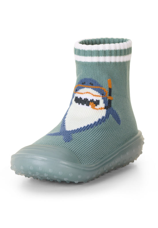 Sterntaler Adventure-Socks mit Motiv Hai in Dunkelgrün Fabrikpreis