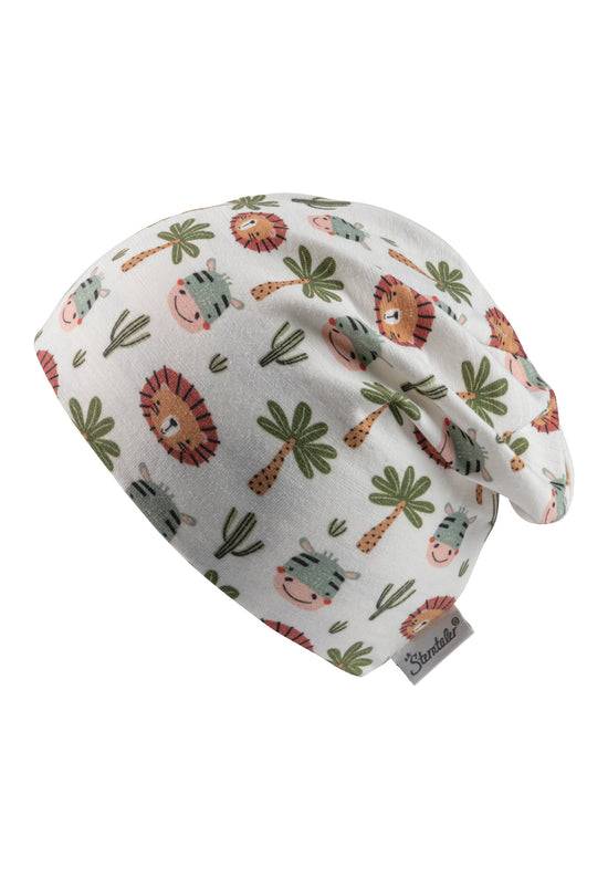 Sterntaler Beanie bedruckt mit niedlichen Safari-Tieren in ecru Black Friday