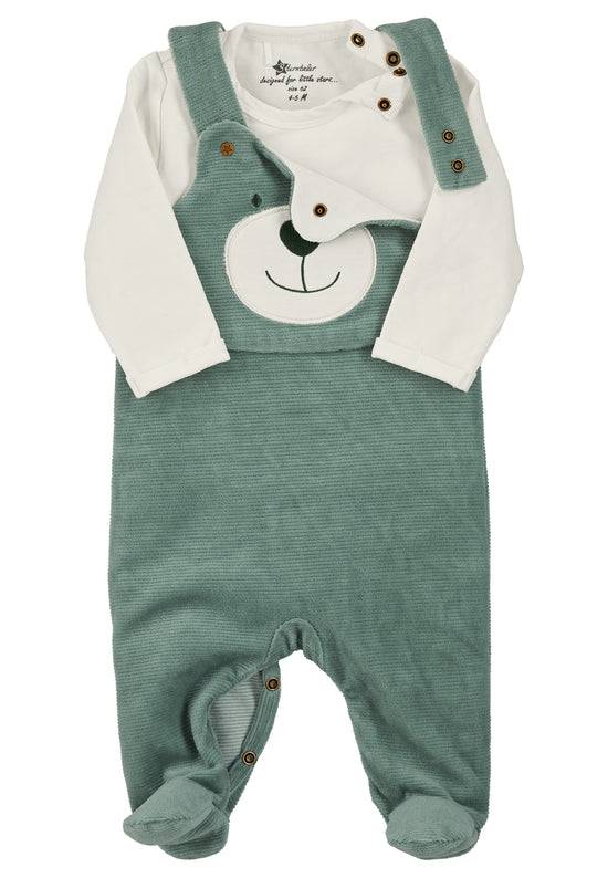 Sterntaler Strampler-Set Nicki Bär Ben in Dunkelgrün und Ecru Neueste Mode