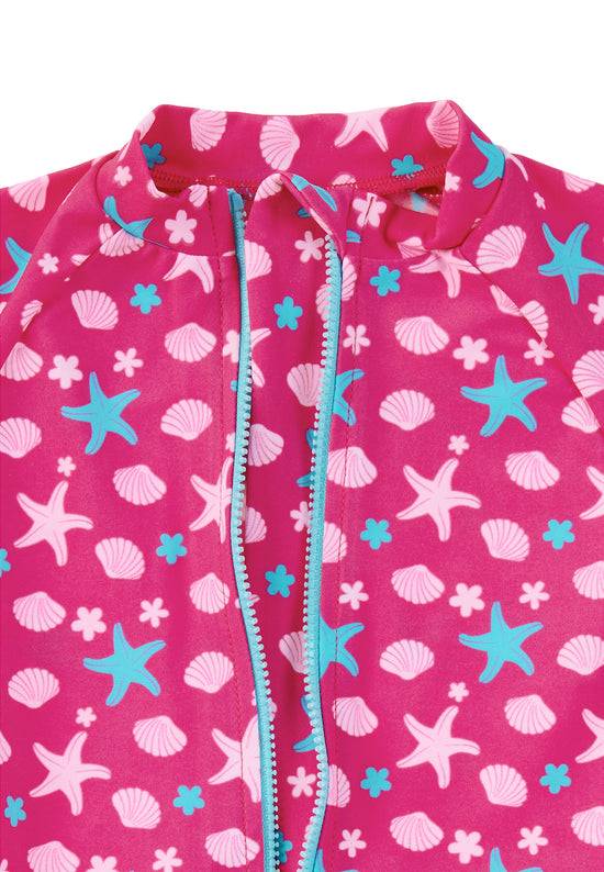 Sterntaler Schwimmanzug in Magenta mit Seesternen, UV 50+ Vierteljährliche Förderung
