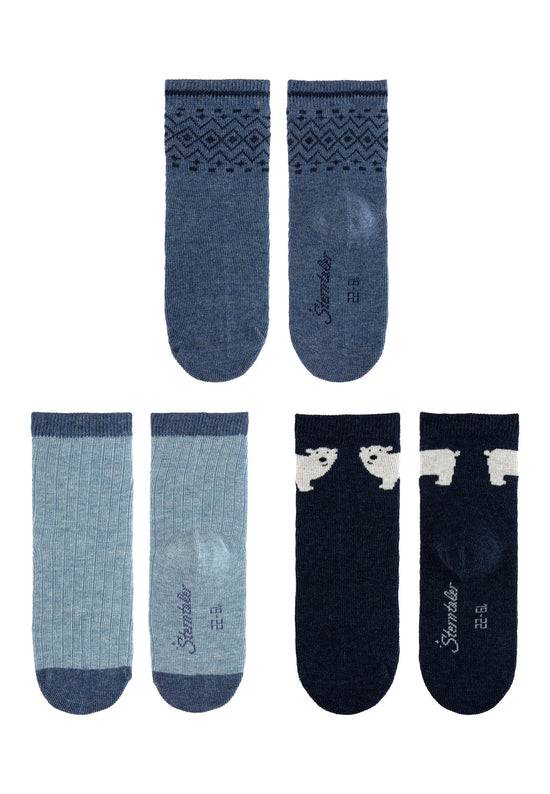 Sterntaler Socken 3er Pack Norweger-, Rippenmuster und Eisbär Im Verkauf