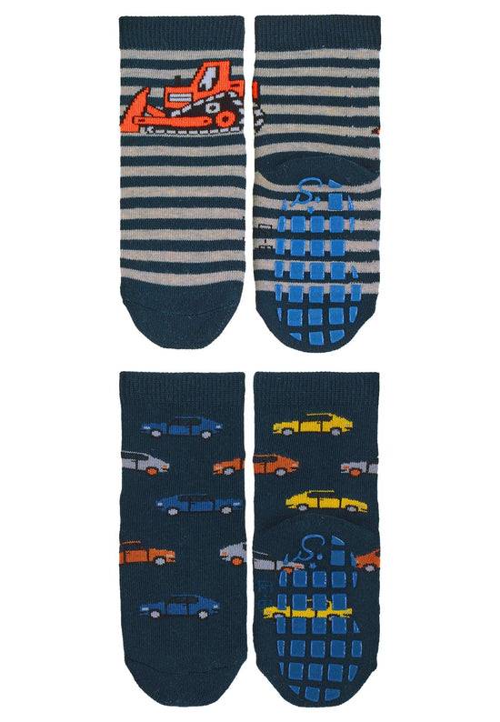 Sterntaler ABS-Socken 2er-Pack Bagger und Autos in Marine Versandkostenfrei