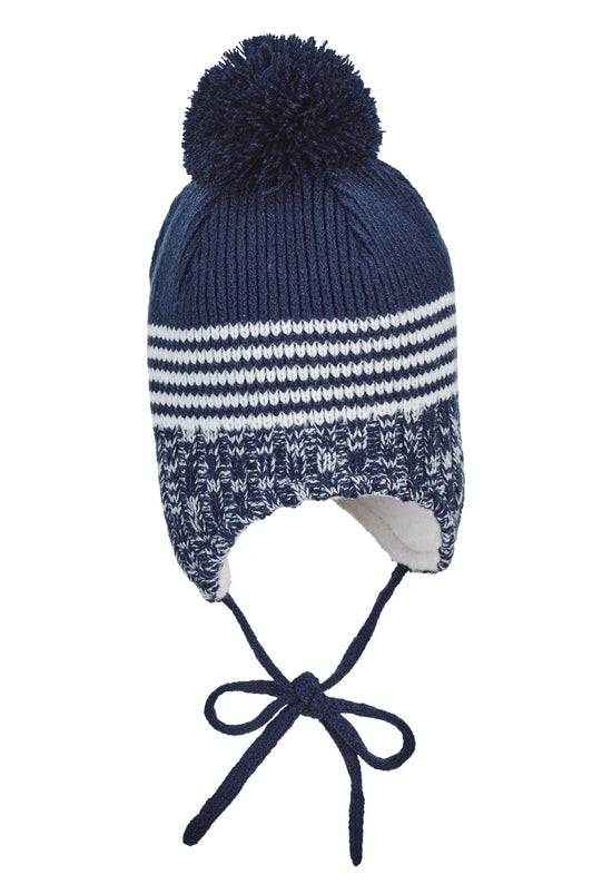 Sterntaler Strickmütze im Mustermix mit Bommel und Bindeband Begrenzt auf 3 Tage