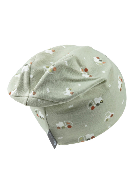 Sterntaler Beanie aus Sweat bedruckt mit Auto-Motiv Auslauf