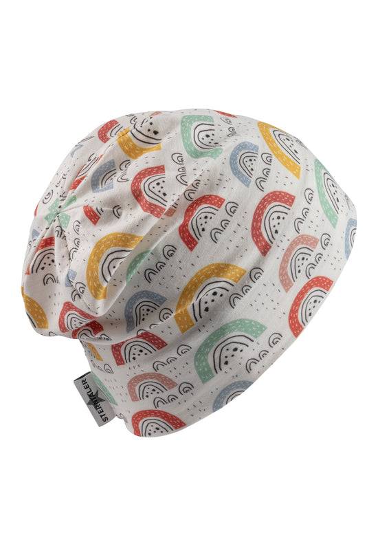 Sterntaler Beanie bedruckt mit bunten Regenbögen in ecru Angebote