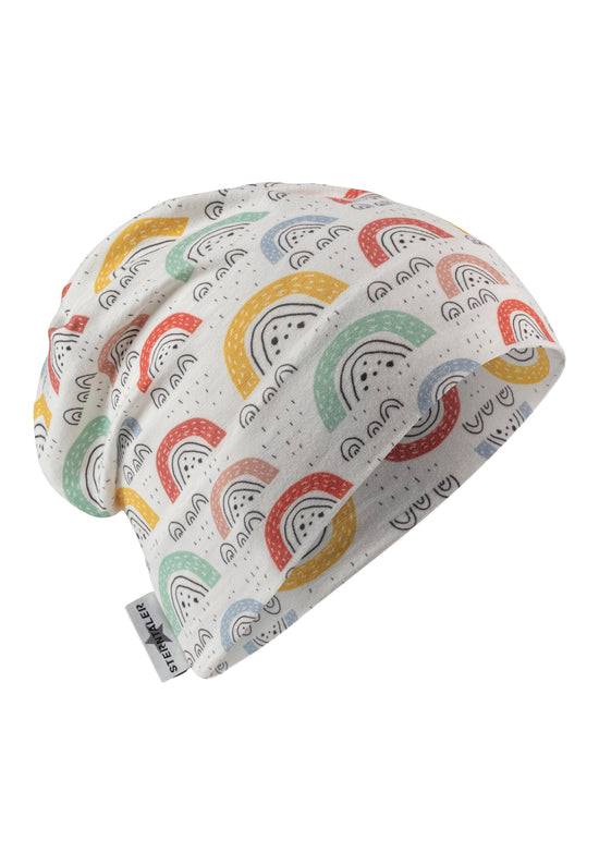 Sterntaler Beanie bedruckt mit bunten Regenbögen in ecru Angebote